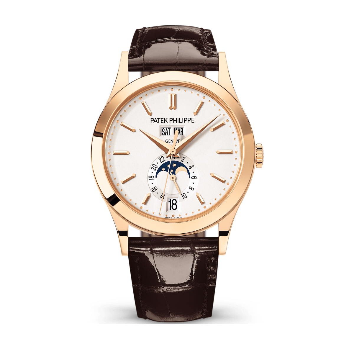 Patek Philippe Complications Silver Rose Gold Alligator Leather 38.5mm