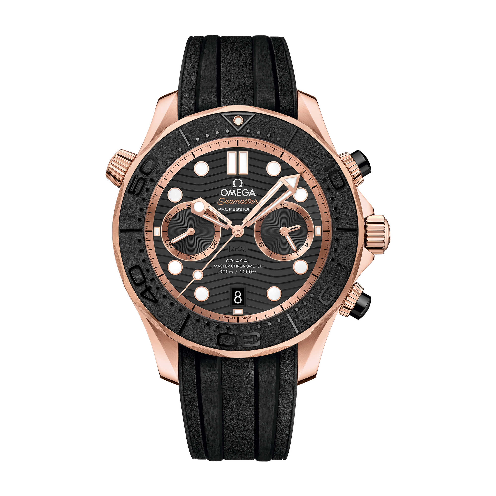 Omega Seamaster Diver 300M Black Rose Gold Rubber 44mm