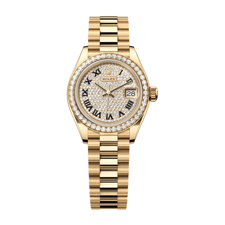 Rolex Lady-Datejust Diamond Pave Yellow Gold 28mm