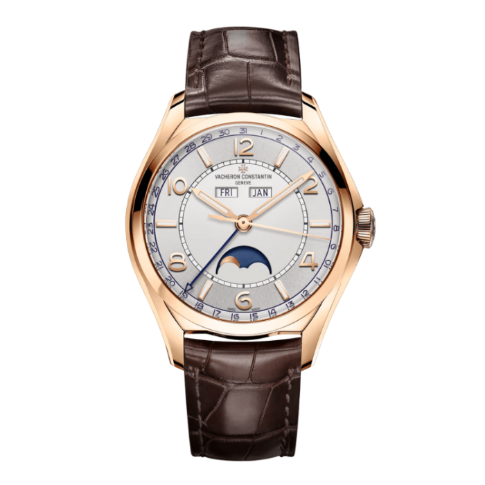 Vacheron Constantin Fiftysix Complete Calendar Silver Rose Gold Alligator Leather 40mm