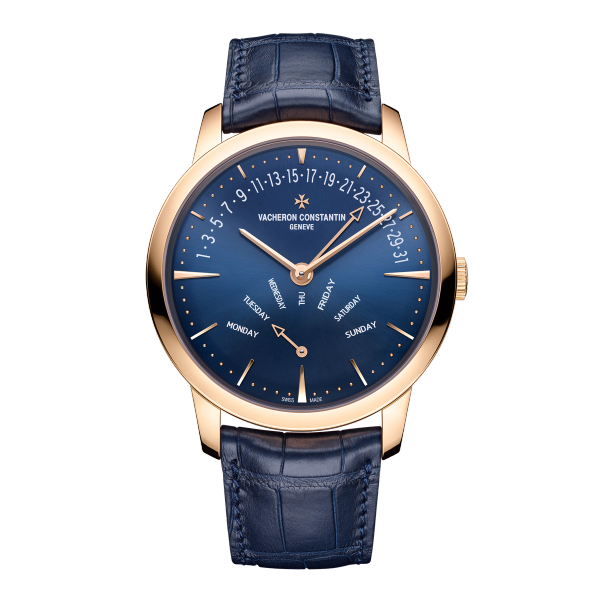 Vacheron Constantin Patrimony Retrograde Day-date Blue Rose Gold Alligator Leather 42.5mm