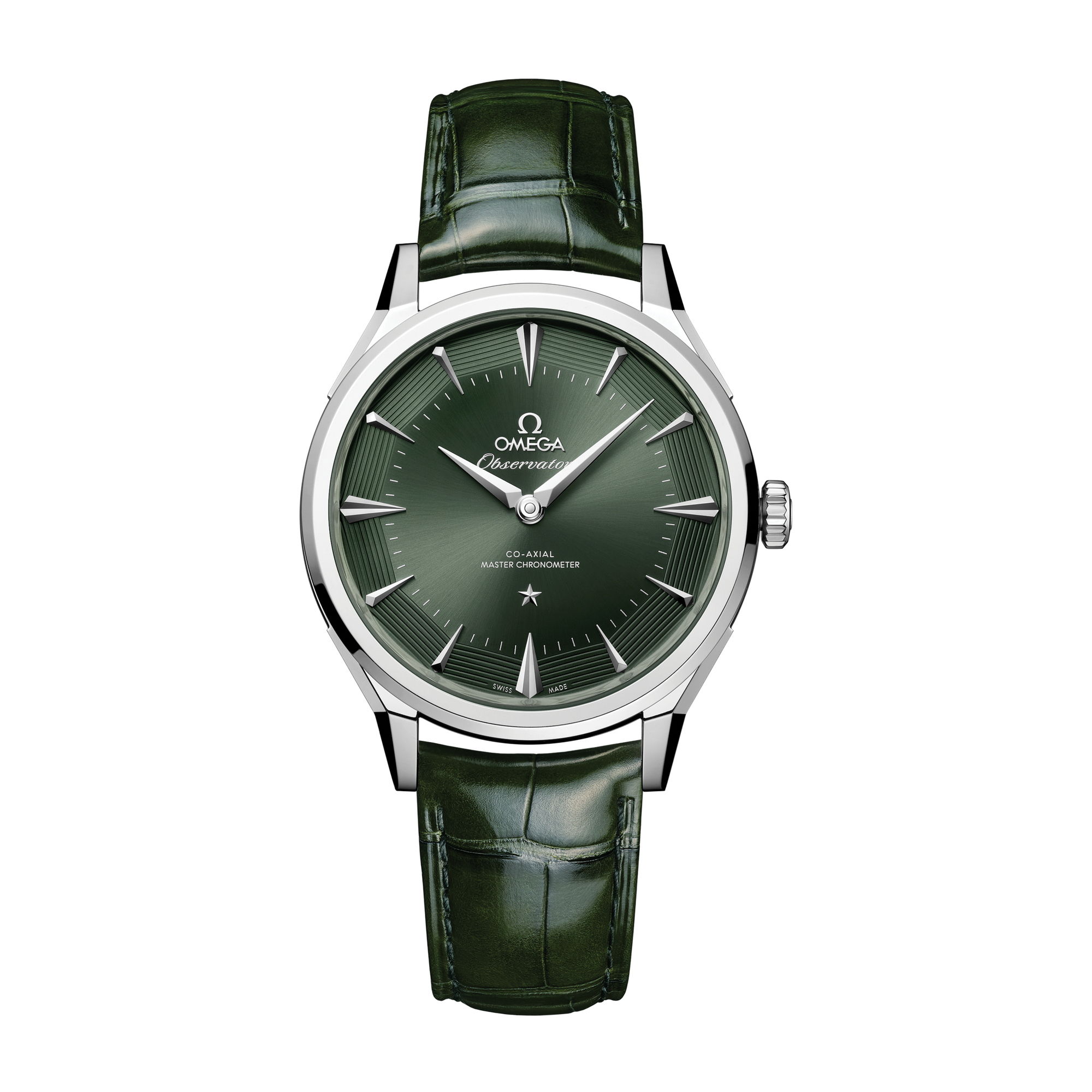 Omega Constellation Globemaster Green Steel Alligator Leather 39.4mm