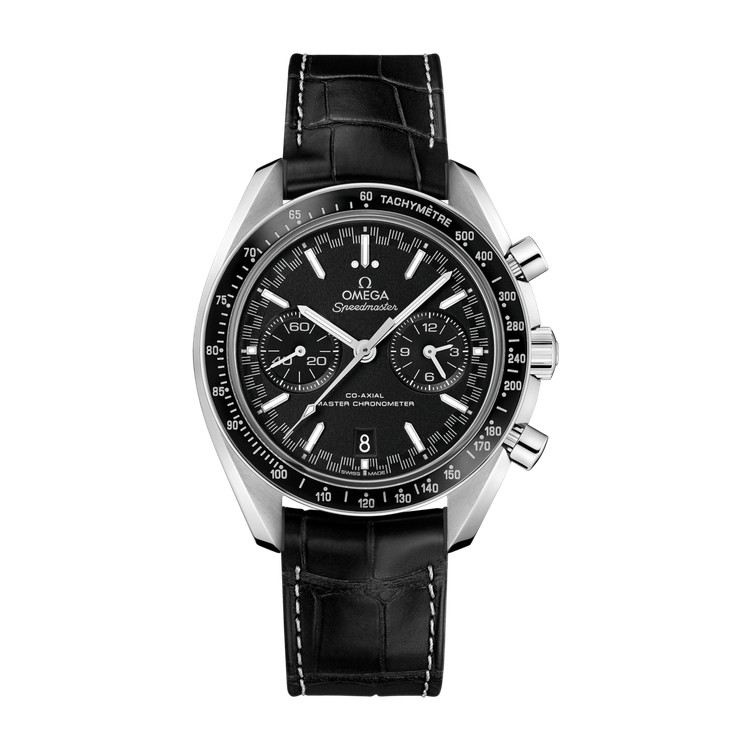 Omega Speedmaster Racing Black Steel Alligator Leather 44.3mm