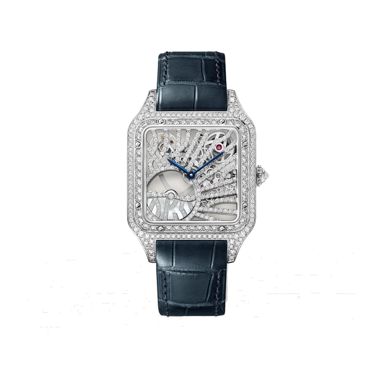 Cartier Santos-Dumont Skeleton White Gold Alligator Leather 31.9mm