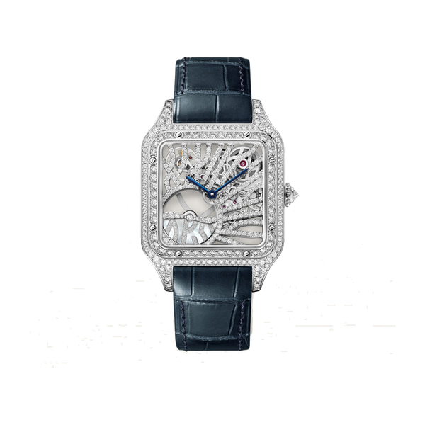 Cartier Santos-Dumont Skeleton White Gold Alligator Leather 31.9mm