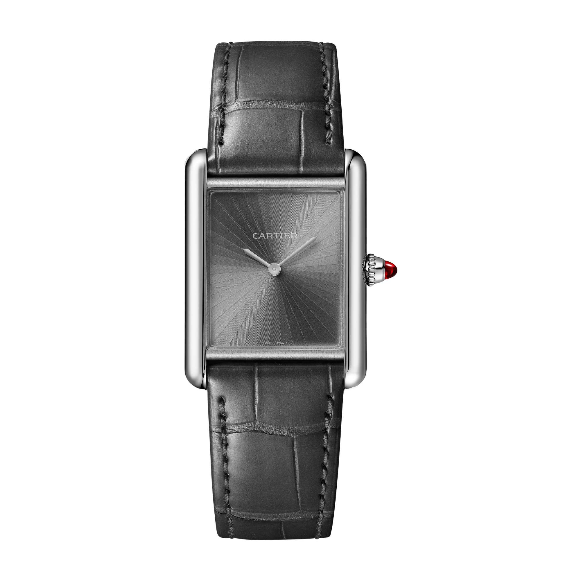 Cartier Tank Louis Cartier Grey Platinum Alligator Leather 25.5mm
