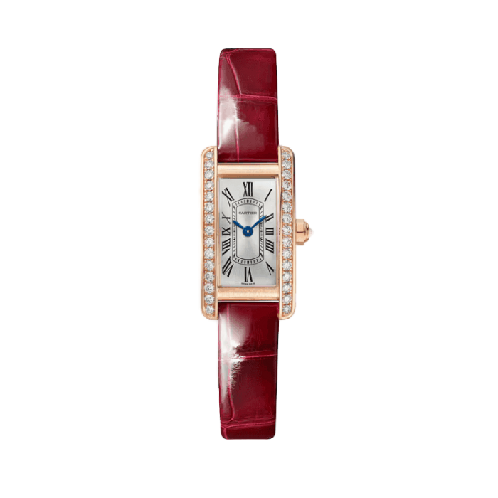 Cartier Tank Américaine Silver Rose Gold Alligator Leather 15.2mm