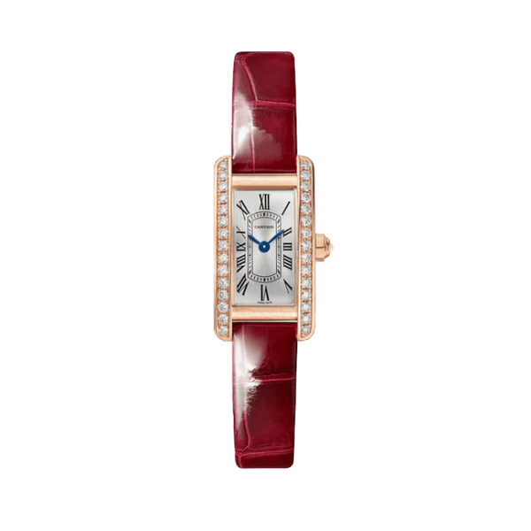 Cartier Tank Américaine Silver Rose Gold Alligator Leather 15.2mm