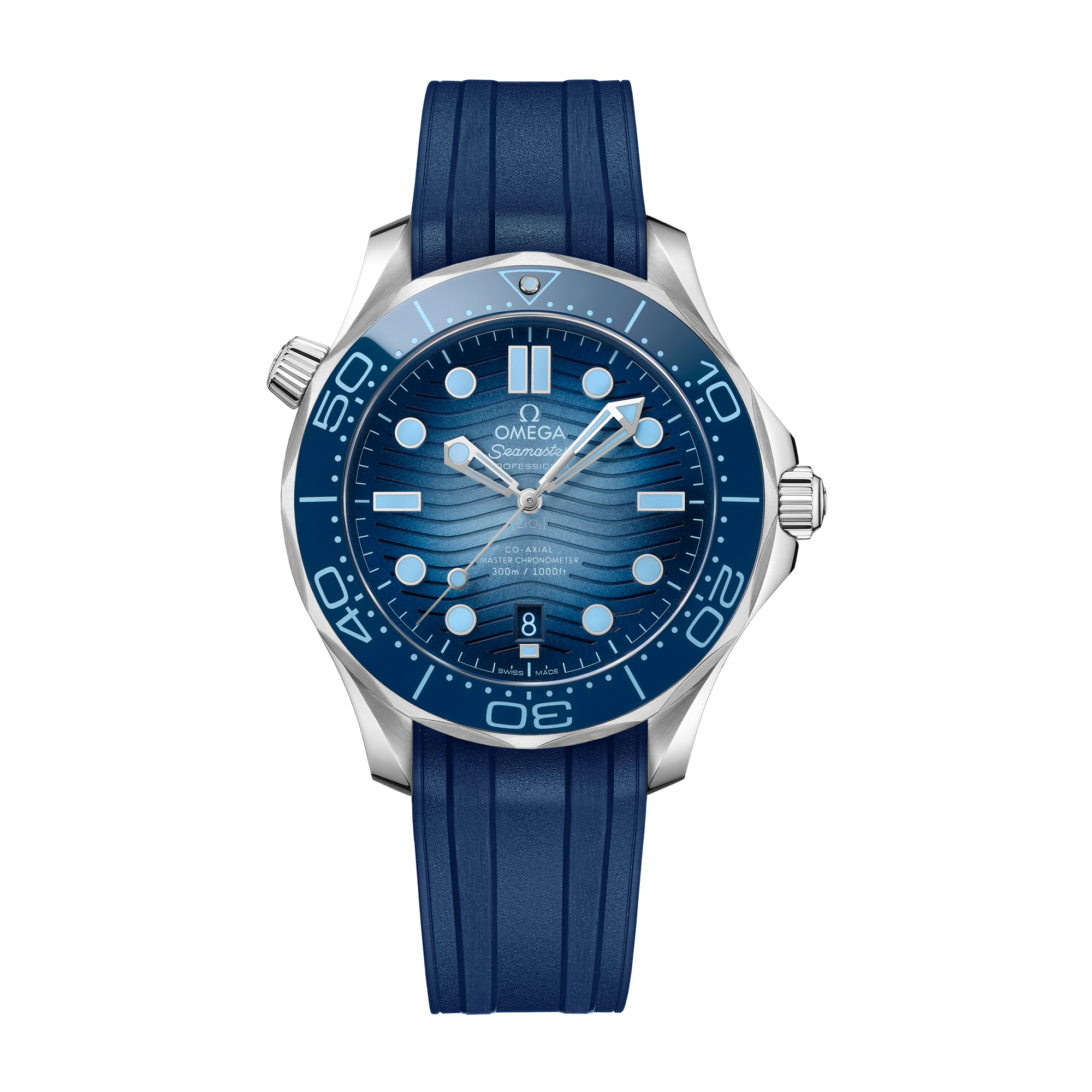 Omega Seamaster Diver 300M Blue Steel Rubber 42mm