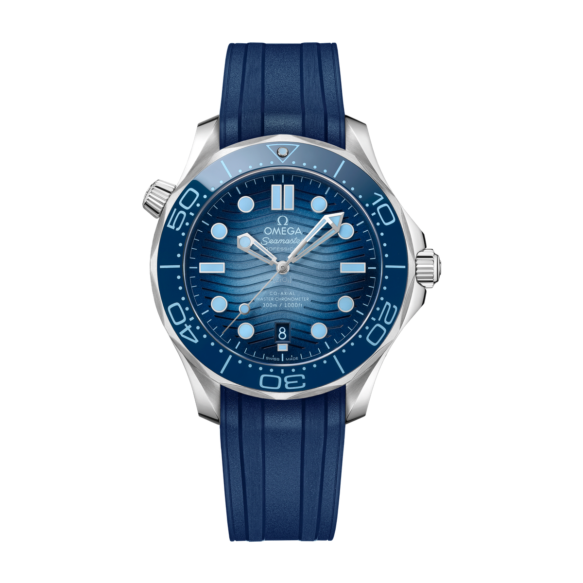 Omega Seamaster Diver 300M Blue Steel Rubber 42mm