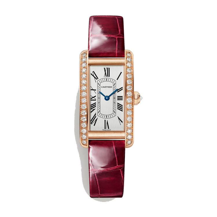 Cartier Tank Américaine Silver Rose Gold Alligator Leather 19.4mm