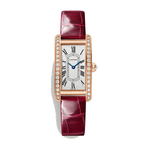 Cartier Tank Américaine Silver Rose Gold Alligator Leather 19.4mm