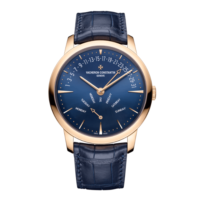 Vacheron Constantin Patrimony Retrograde Day-date Blue Rose Gold Alligator Leather 42.5mm