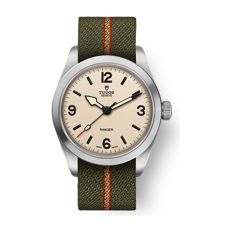 Tudor Ranger Cream Steel Fabric 36mm