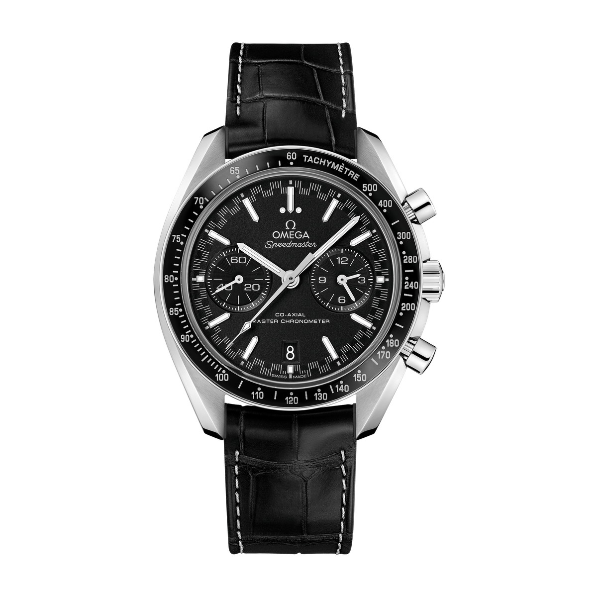 Omega Speedmaster Racing Black Steel Alligator Leather 44.3mm