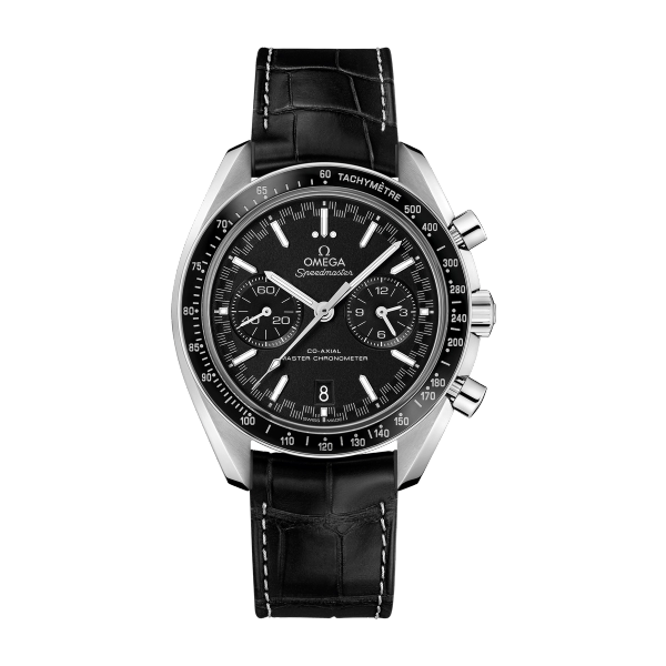 Omega Speedmaster Racing Black Steel Alligator Leather 44.3mm