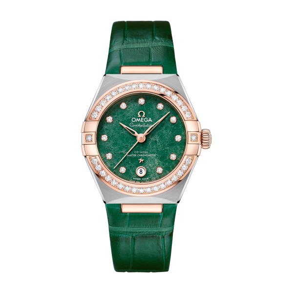 Omega Constellation Green Two-Tone Alligator Leather 29mm