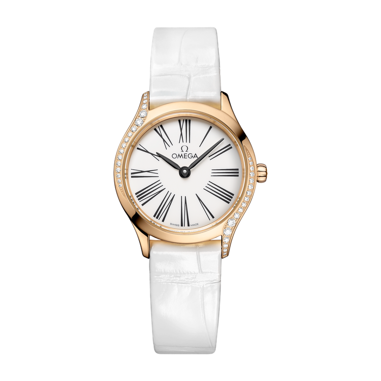 Omega De Ville Mini Trésor White Yellow Gold Alligator Leather 26mm