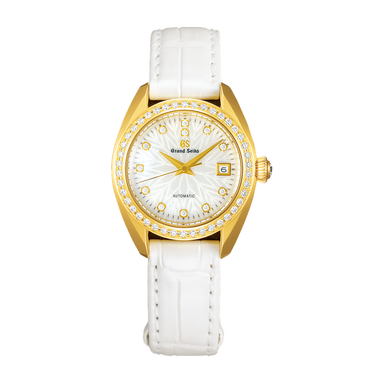 Grand Seiko Heritage Refined Essentials White Yellow Gold Alligator Leather 28.7mm
