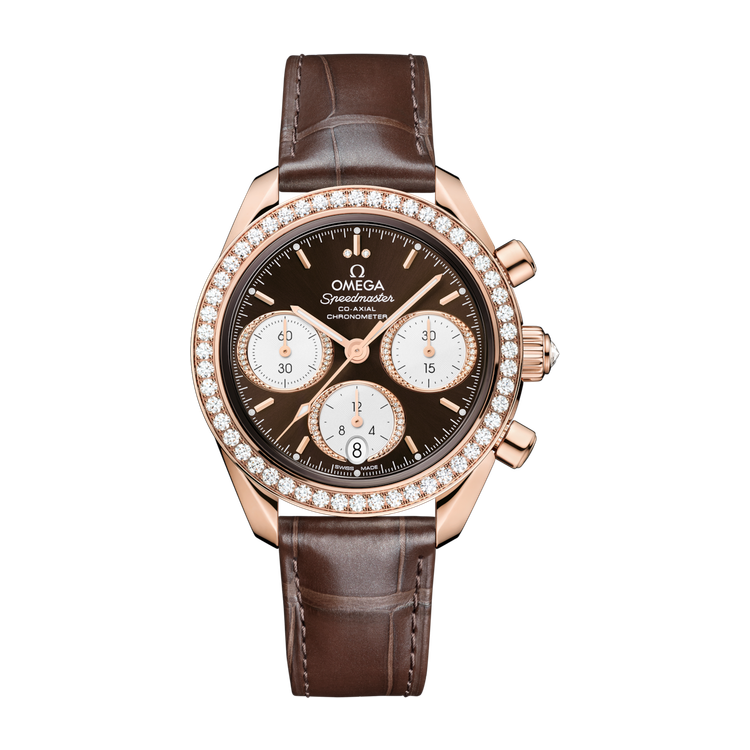 Omega Speedmaster 38 Brown Rose Gold Alligator Leather 38mm