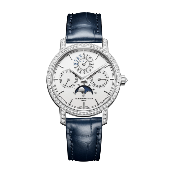 Vacheron Constantin Traditionnelle Perpetual Calendar Ultra-thin Silver White Gold Alligator Leather 36.5mm