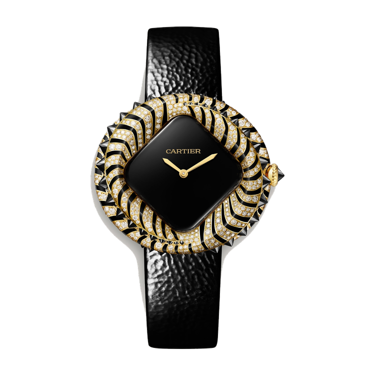 Cartier Panthère Jewelry Black Yellow Gold Alligator Leather