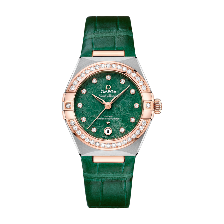 Omega Constellation Green Two-Tone Alligator Leather 29mm