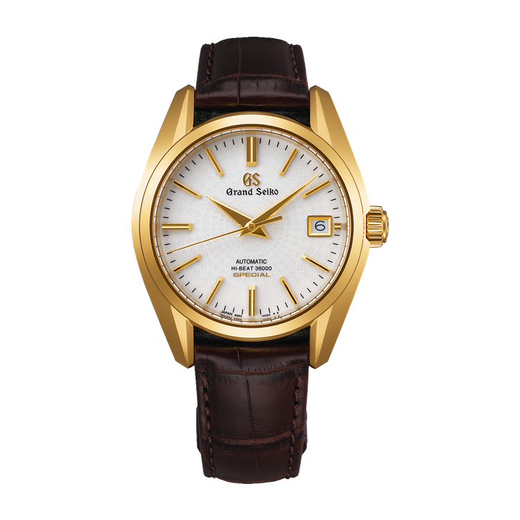 Grand Seiko Heritage Refined Essentials White Yellow Gold Alligator Leather 39.5mm