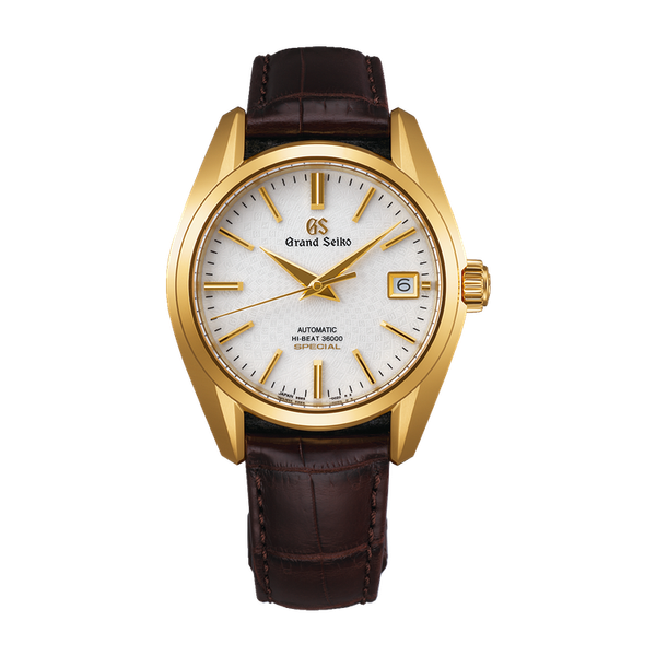 Grand Seiko Heritage Refined Essentials White Yellow Gold Alligator Leather 39.5mm