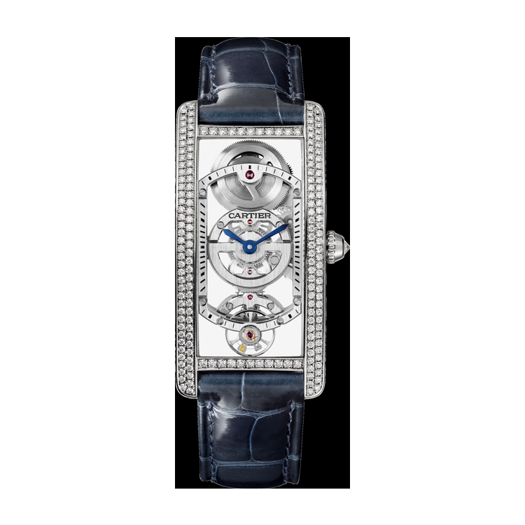 Cartier Tank Cintrée Skeleton Platinum Alligator Leather 23mm