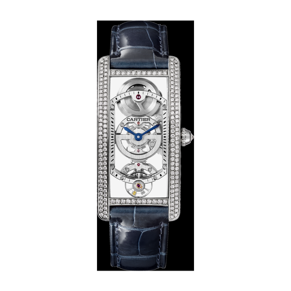 Cartier Tank Cintrée Skeleton Platinum Alligator Leather 23mm