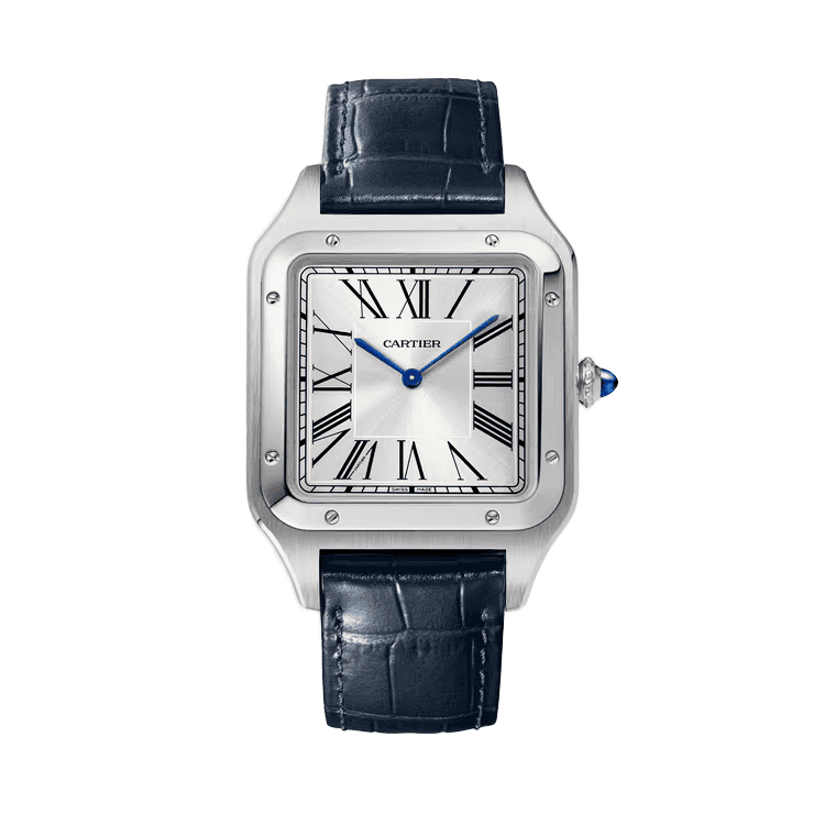 Cartier Santos-Dumont Extra Large Silver Steel Alligator Leather 33.9mm