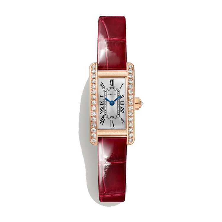 Cartier Tank Américaine Silver Rose Gold Alligator Leather 15.2mm