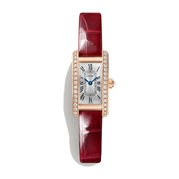 Cartier Tank Américaine Silver Rose Gold Alligator Leather 15.2mm