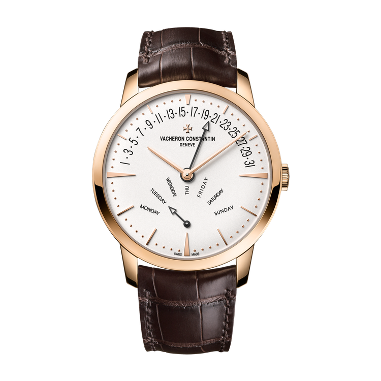 Vacheron Constantin Patrimony Retrograde Day-date Silver Rose Gold Alligator Leather 42.5mm