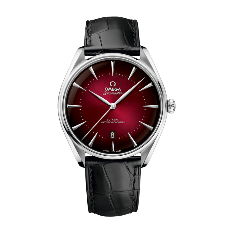 Omega Seamaster Red Steel Alligator Leather 39.5mm