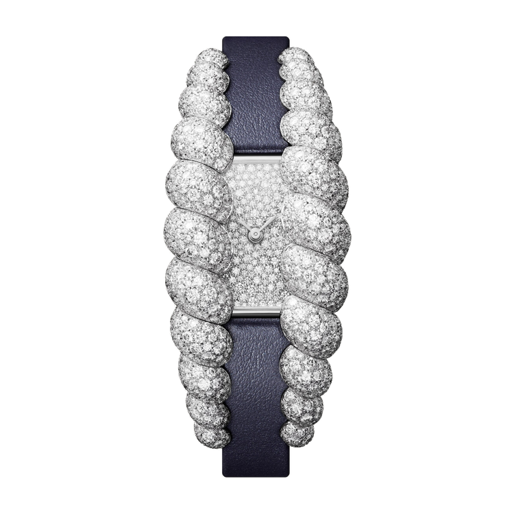 Cartier Tressage Silver White Gold Leather 14.4mm