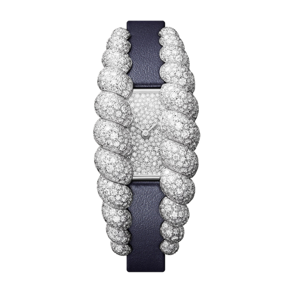 Cartier Tressage Silver White Gold Leather 14.4mm