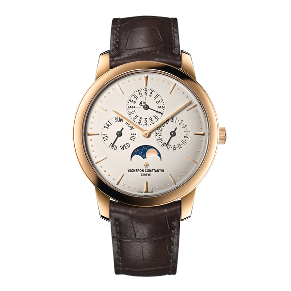 Vacheron Constantin Patrimony Perpetual Calendar Ultra-thin Silver Rose Gold Alligator Leather 41mm