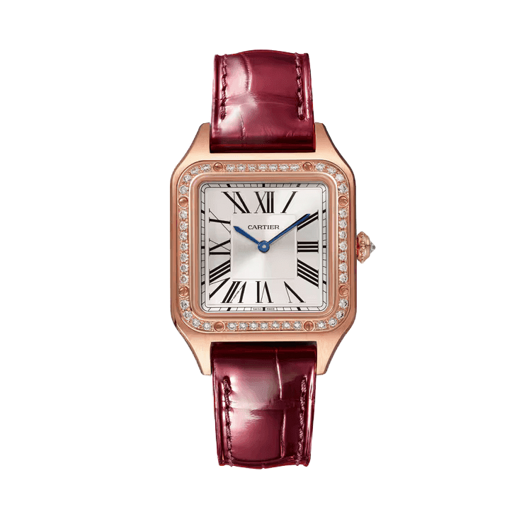 Cartier Santos Dumont Silver Leather 27.5mm