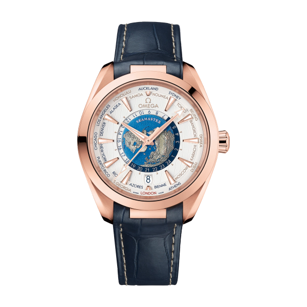 Omega Seamaster Aqua Terra 150M Silver Rose Gold Alligator Leather 43mm