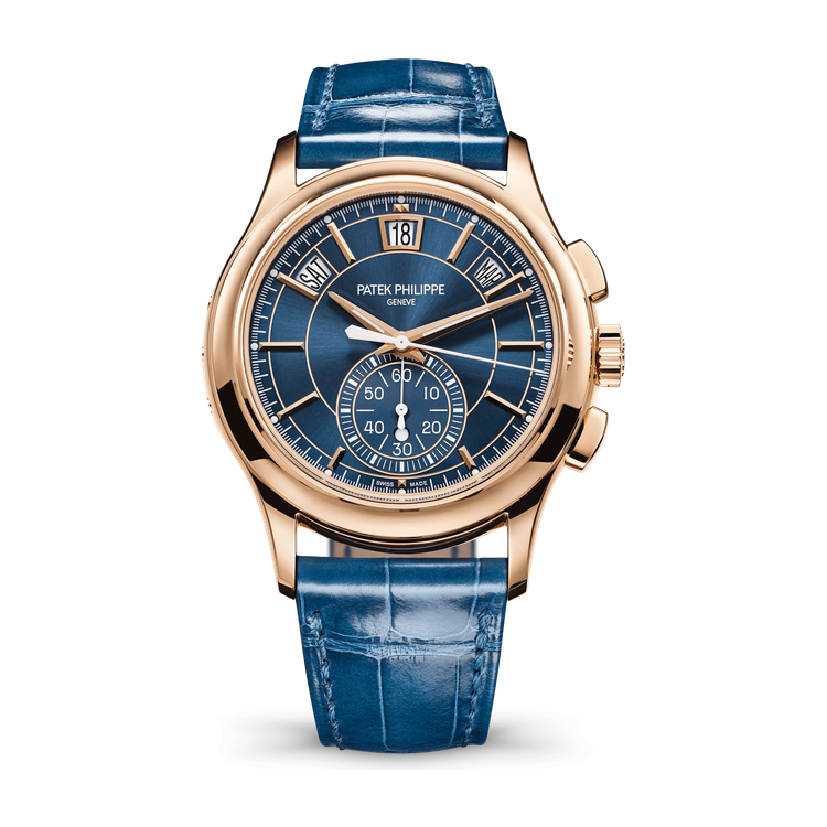 Patek Philippe Complications Blue Rose Gold Alligator Leather 42mm