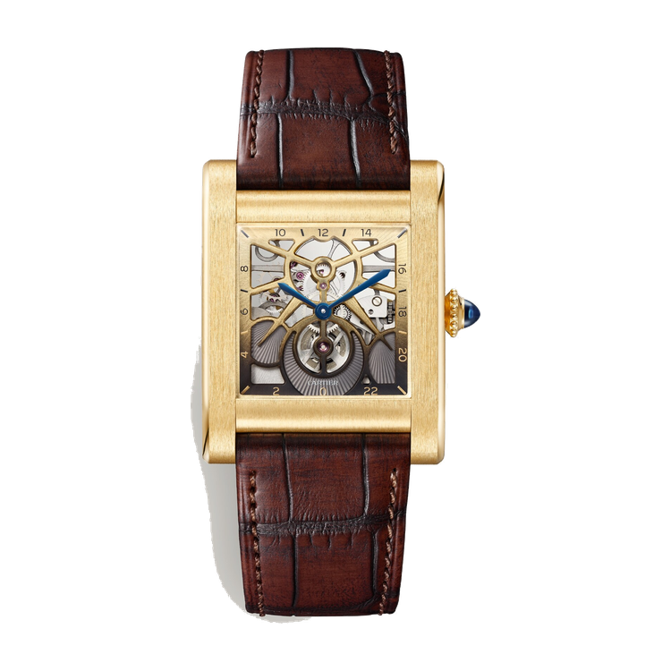 Cartier Tank Normale Skeleton Yellow Gold Alligator Leather 27.8mm