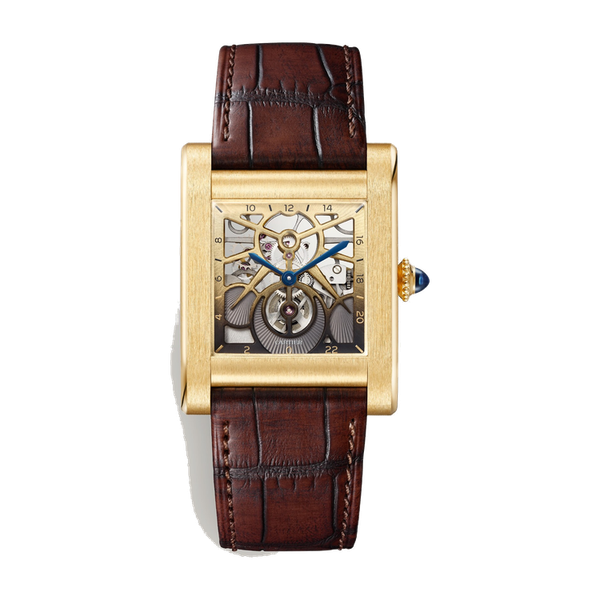 Cartier Tank Normale Skeleton Yellow Gold Alligator Leather 27.8mm