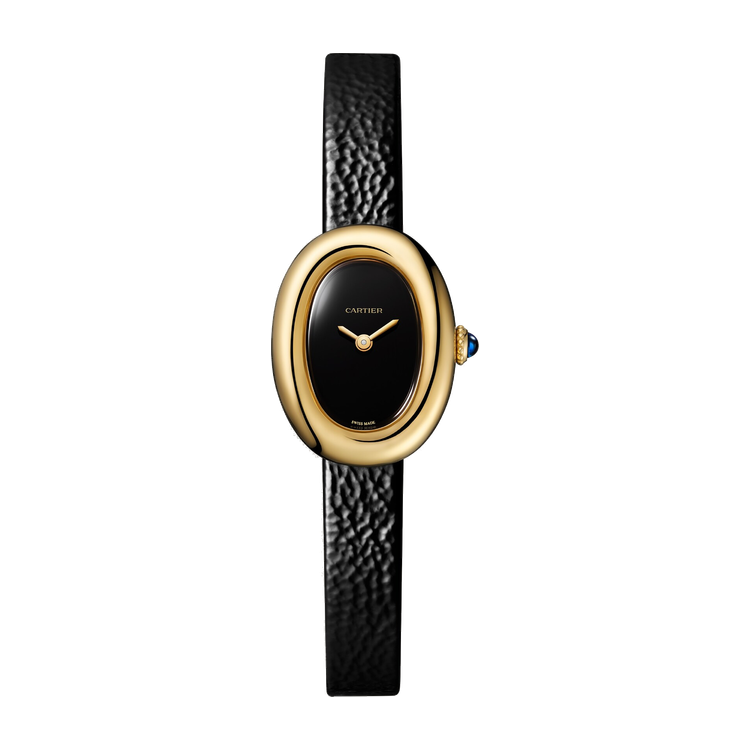 Cartier Baignoire Mini Black Yellow Gold Leather 18.7mm