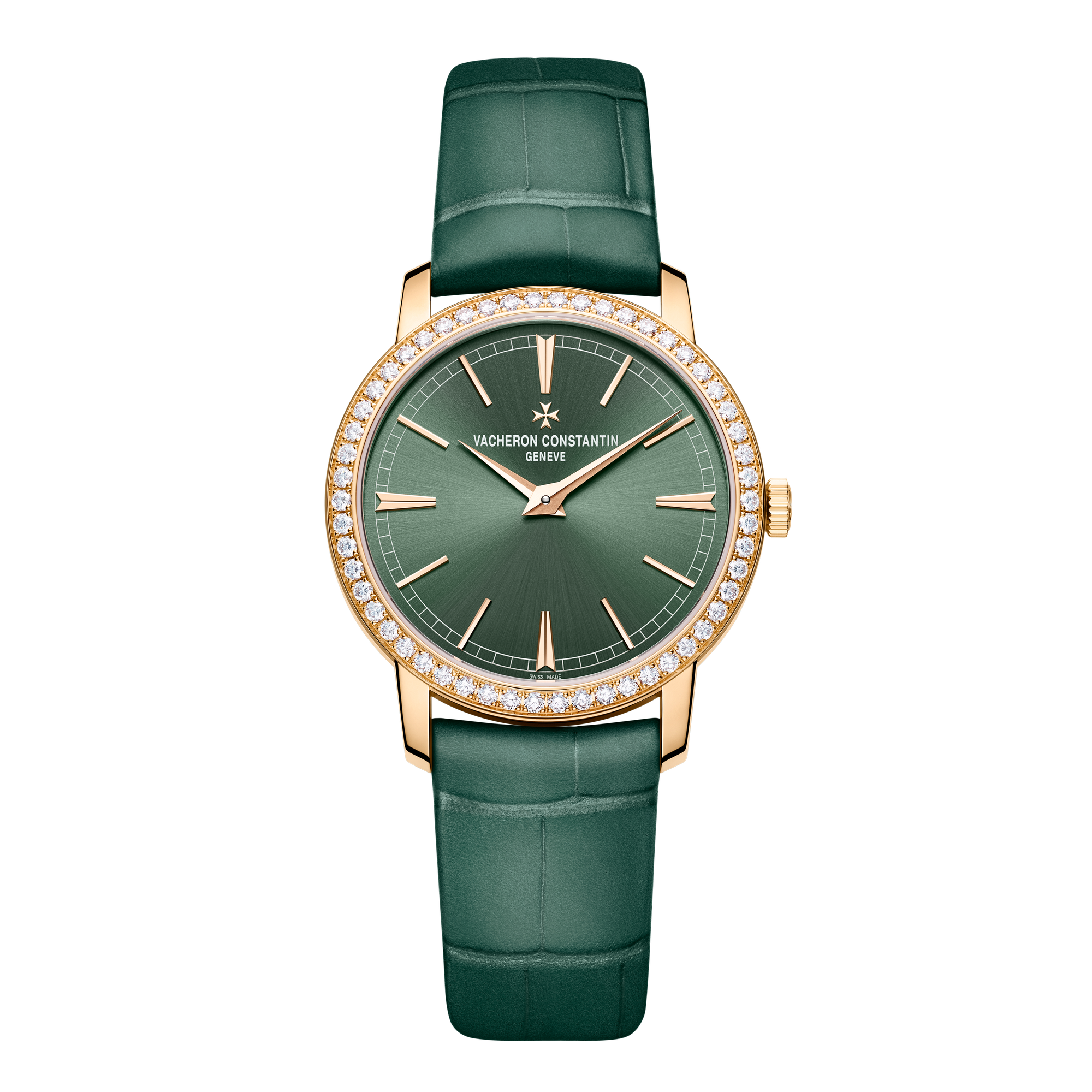 Vacheron Constantin Traditionnelle Manual-winding Green Rose Gold Alligator Leather 33mm