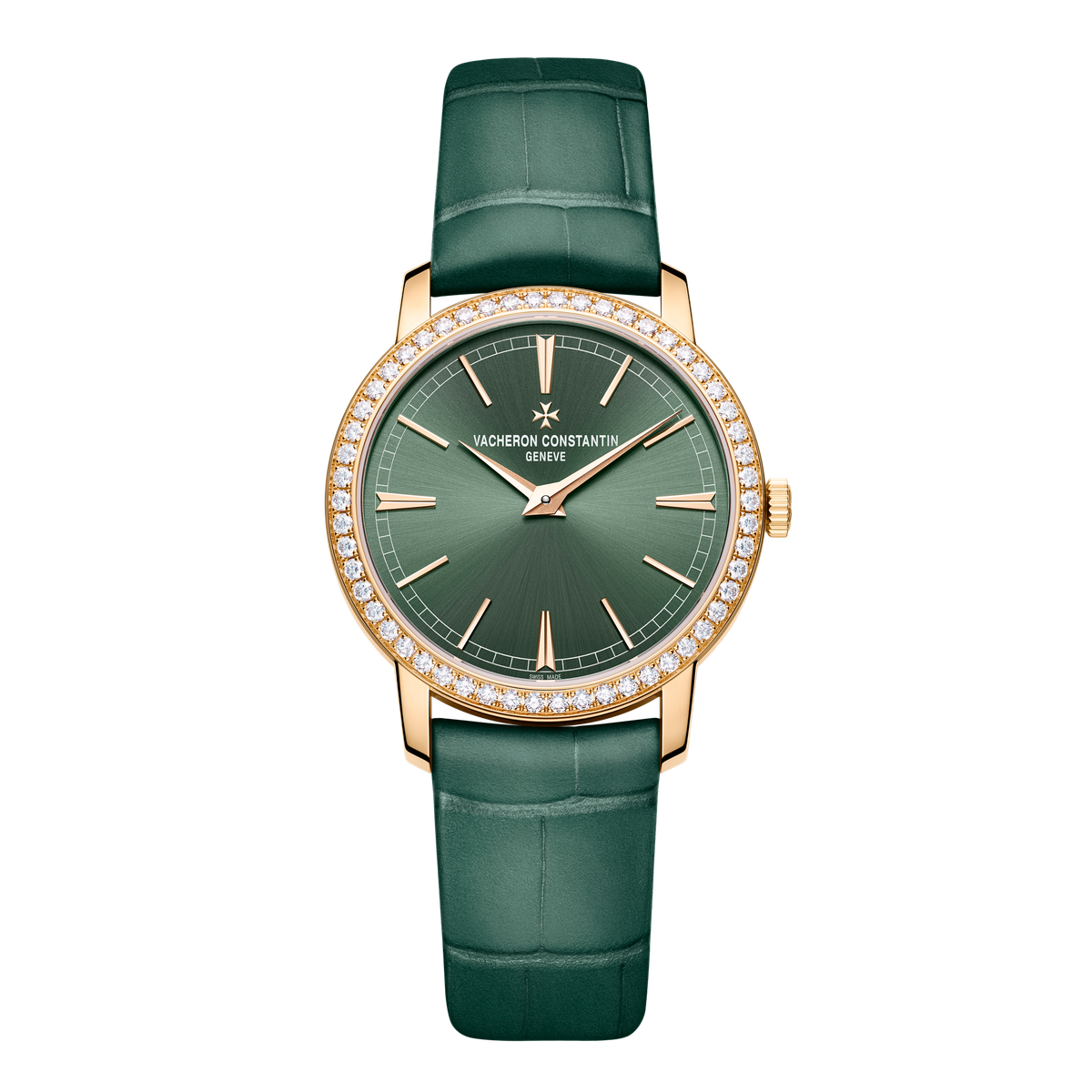 Vacheron Constantin Traditionnelle Manual-winding Green Rose Gold Alligator Leather 33mm