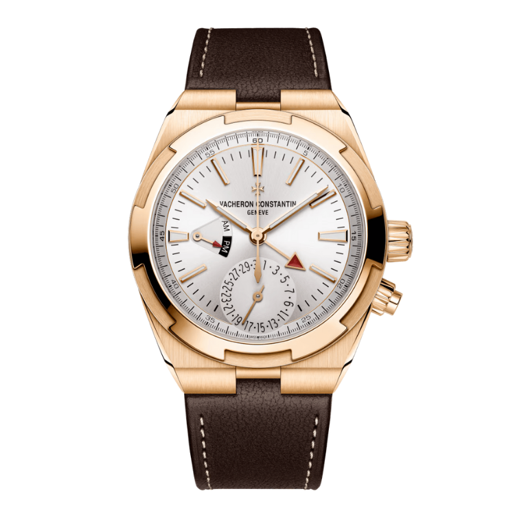 Vacheron Constantin Overseas Dual Time Silver Rose Gold Rubber 41mm