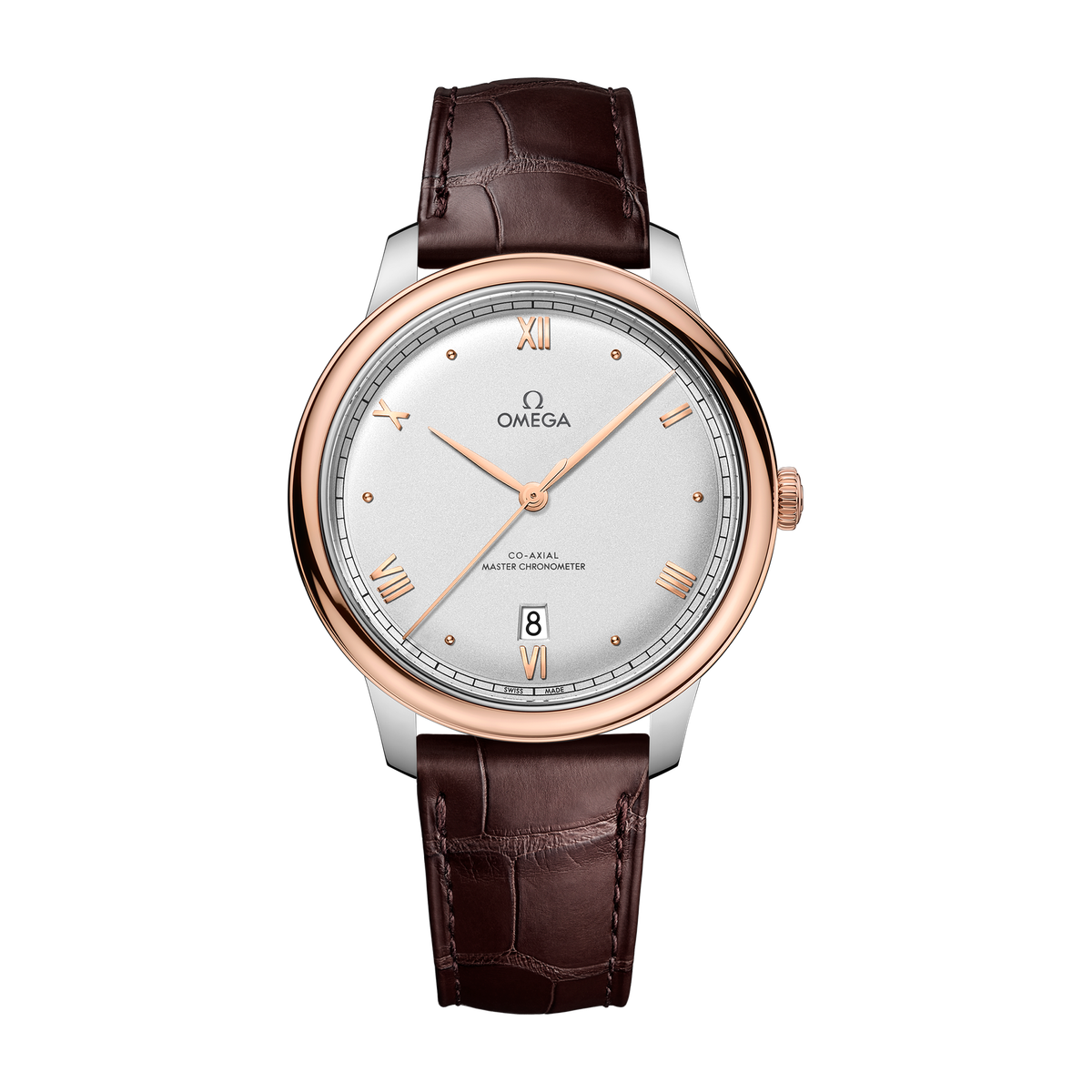 Omega De Ville Prestige Silver Two-Tone Alligator Leather 40mm