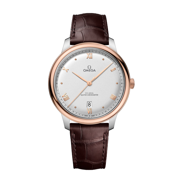 Omega De Ville Prestige Silver Two-Tone Alligator Leather 40mm